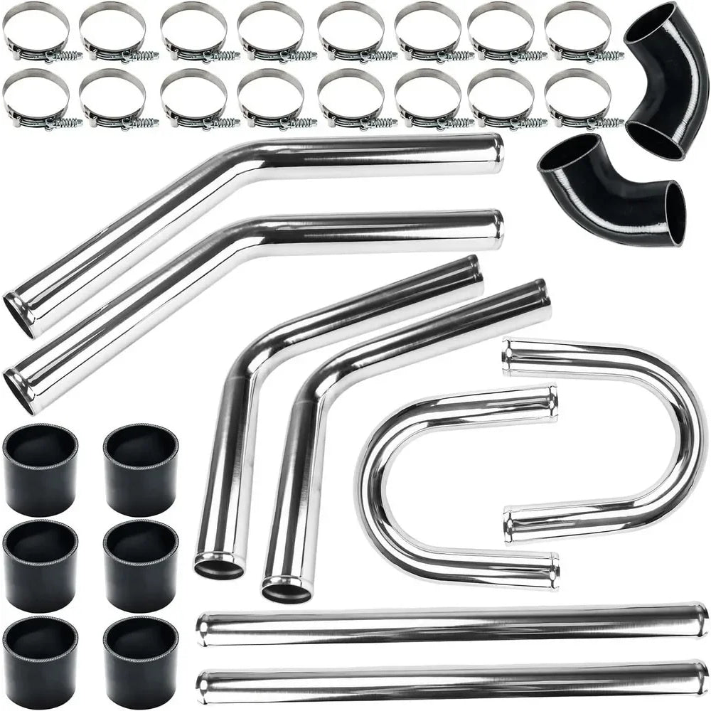 2 Inch Universal Turbo Intercooler Piping +Silicone Coupler + Clamp Kit Aluminum