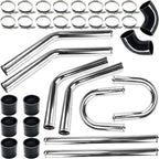 2 Inch Universal Turbo Intercooler Piping +Silicone Coupler + Clamp Kit Aluminum