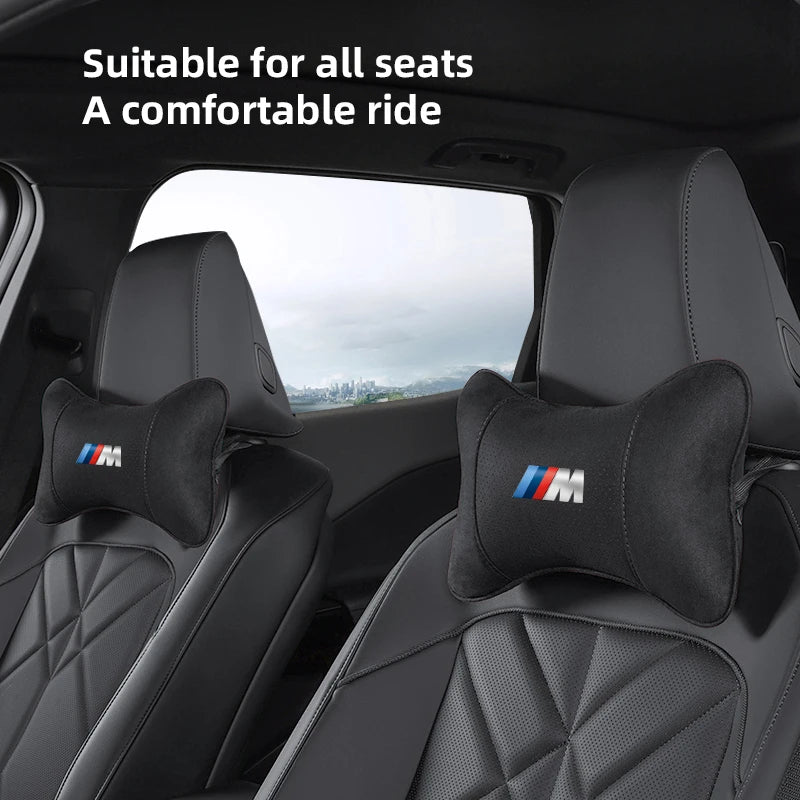 Soft Suede Neck Pillow Comfort Car Headrest Interior Decor Accessories For BMW E90 G80 M3 G30 M5 F82 F83 F20 F21 G42 F95 F96 G06