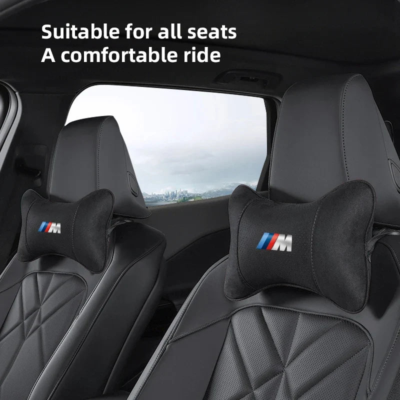 Soft Suede Neck Pillow Comfort Car Headrest Interior Decor Accessories For BMW E90 G80 M3 G30 M5 F82 F83 F20 F21 G42 F95 F96 G06