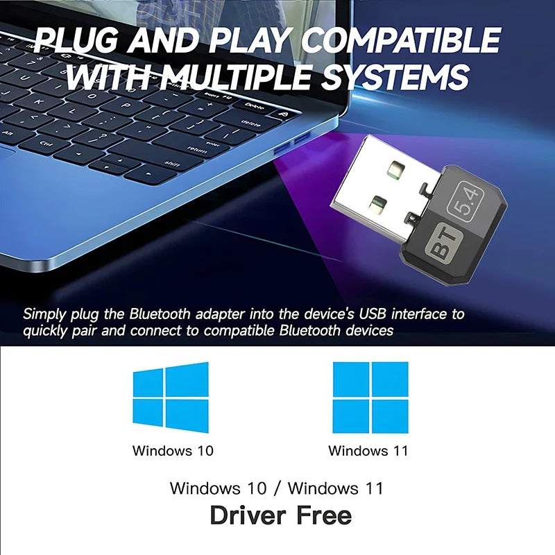 Upgrades Mini USB Bluetooth 5.4 Dongle Adapter WIreless Transmitter Receiver For PC/Laptop Driver Free For Win10/11 Driver Free