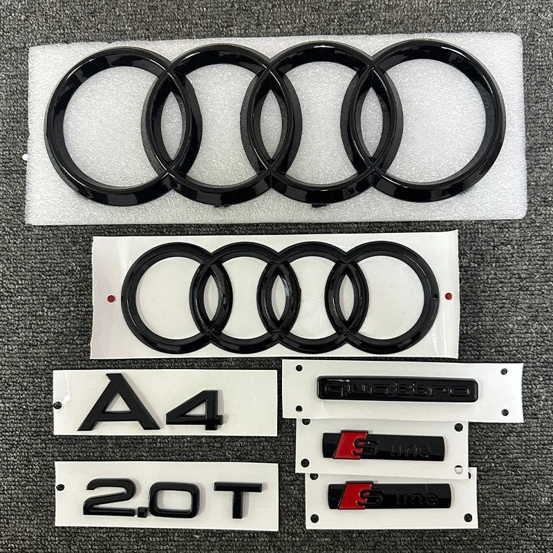 The new ABS letter 3D sticker Quattro Sline 2.0T is suitable for the modification of Audi A4 2008-2017 glossy black suitcase.