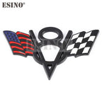 3D V8 Metal Zinc Alloy National Flag Badge Car Adhesive Emblem for Italy France Germany England America US Flag Body Fender