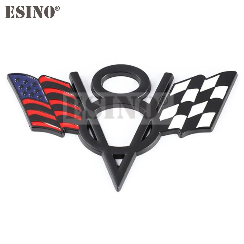 3D V8 Metal Zinc Alloy National Flag Badge Car Adhesive Emblem for Italy France Germany England America US Flag Body Fender