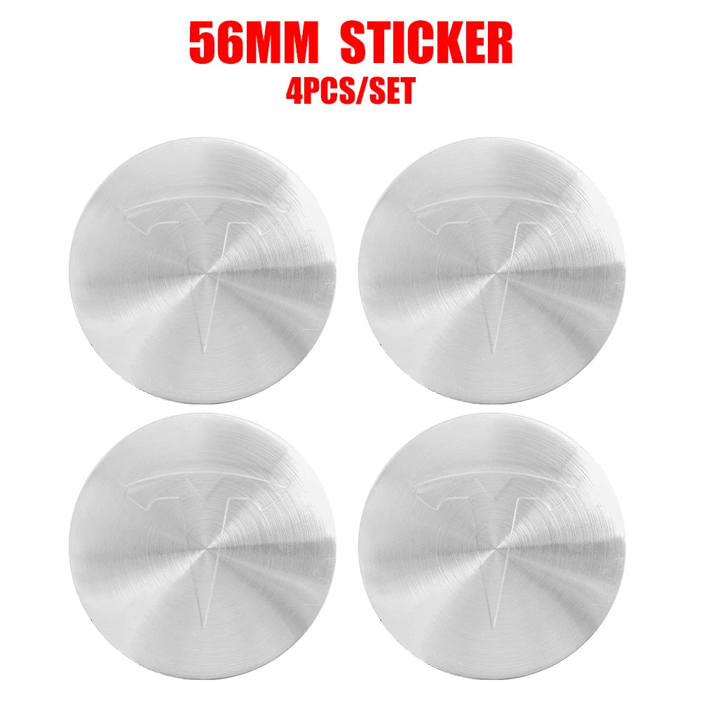 Hot 4pcs 56mm Car Wheel Center Hub Stickers Cap Emblem Cover Tesla Model 3 Model S Model X Y Juniper Roadster Wye Accessories