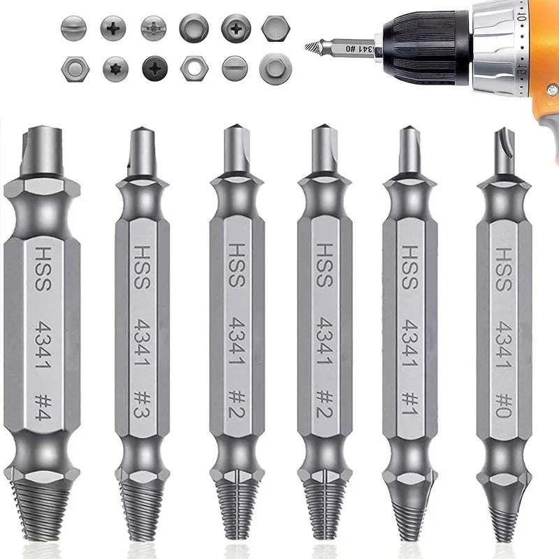 Juego de Extractor de tornillos dañados, broca HSS, removedor roto pelado, pequeño, fácil y rápido, Kit de extracción, herramientas eléctricas de fácil demolición