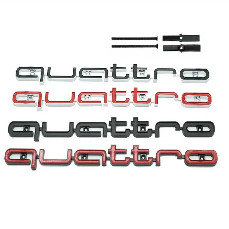 1Pc Audi Quattro Front Grille Emblem 3D ABS Car Emblem Sticks For A3 A4 A5 A6 A6L A8 Q3 Q5 Q7 S3 S4 S5 RS3 RS4 RS6 Accessories
