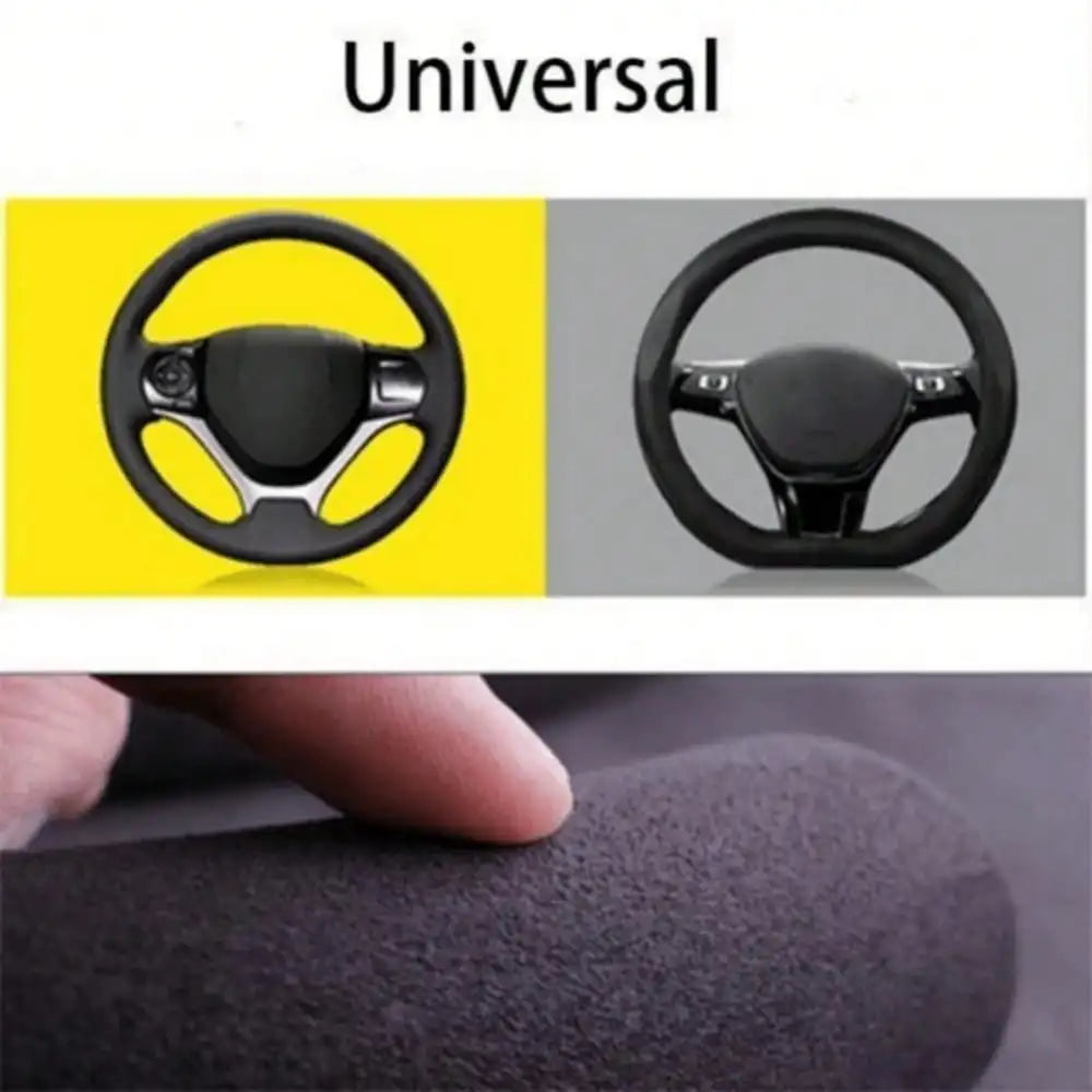 Universal Suede / Nappa Leather Car Steering Wheel Cover 38CM Breathable O/D Shape Protector Non-Slip Auto Interior Accessories