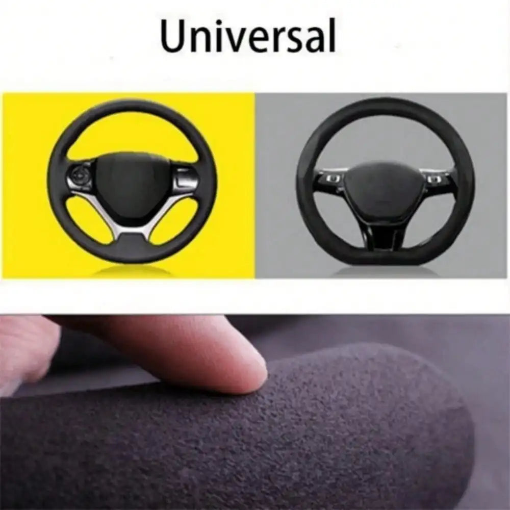 Universal Suede / Nappa Leather Car Steering Wheel Cover 38CM Breathable O/D Shape Protector Non-Slip Auto Interior Accessories