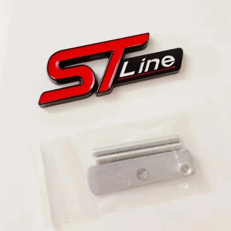 3D Metal ST Line Logo Car Front Grill Emblem Sticker Trunk Badge For Ford Kuga MK3 MK4 S Max Focus Puma Fiesta Accessories