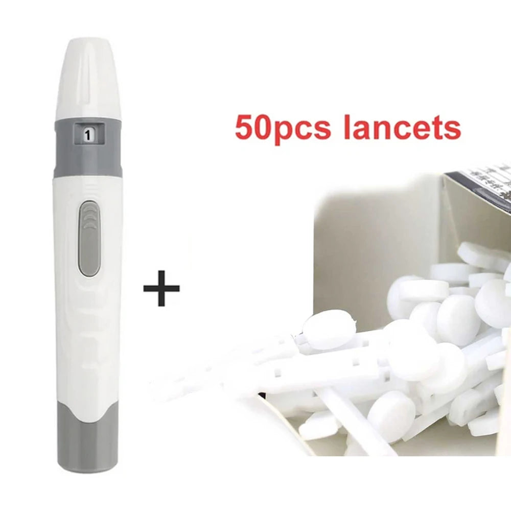 50Pcs Sterile Lancets Kit 28G w/ Lancet Pen Glucose Meter Disposable Needles Measuring Blood Sugar Level For Medical Diabetes