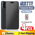 4 Uds vidrio templado mate para iPhone 14 13 12 11 15 Pro Max 7 8 16 Plus Protector de pantalla esmerilado para iPhone 17 PRO X XR XS MAX