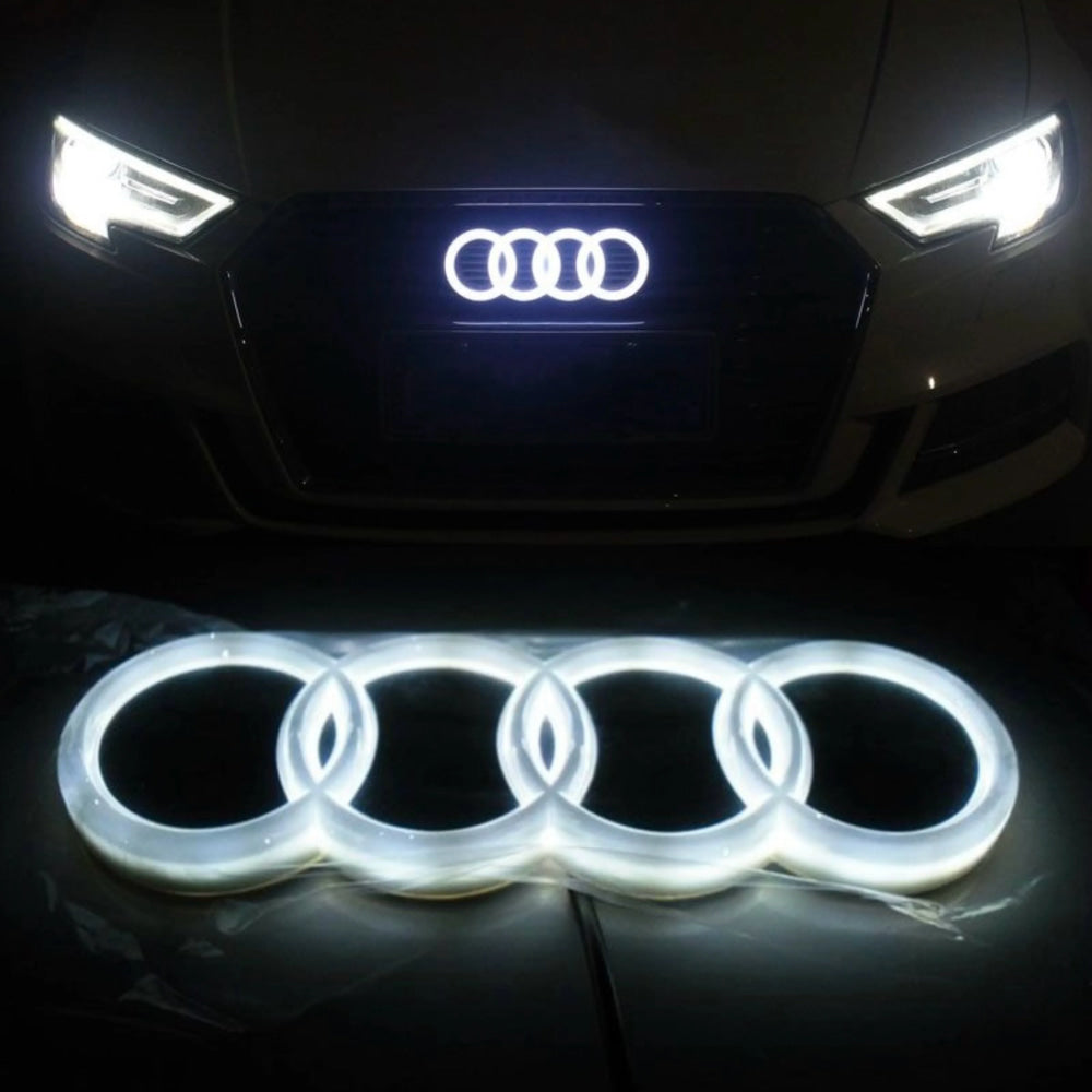 AUDI 4D Refitted LED Lamp Car Front Grill 4Ring Logo Light For A3 A4 A5 A6 A7 A8 S3 S4 S5 S6 S7 Q3 Q5 Q7 Decoration Accessories