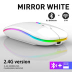 Ratón inalámbrico Bluetooth recargable con 2,4 GHz USB RGB 1600DPI ratón para ordenador portátil tableta PC Macbook Gaming Mouse Gamer