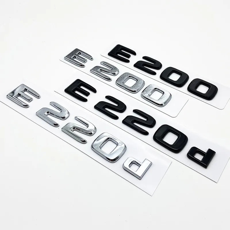 Black Silve Letters E200 E260 E300 E400 E450 E220d E350d E400d 4Matic ABS Emblem for Mercedes Benz Car Trunk Logo Sticker