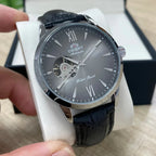 Orient Men's Automatic Open Heart Watch Blue Dial Stainless Steel Band Casual Dress Wristwatch 30M Water Resistant Fashion Watch
