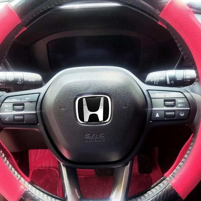 Car Steering Wheel Emblem H-Sticker For Honda Civic Accord City CRV Jade Fit Odyssey Hybrid Red Black Blue Interior Modification