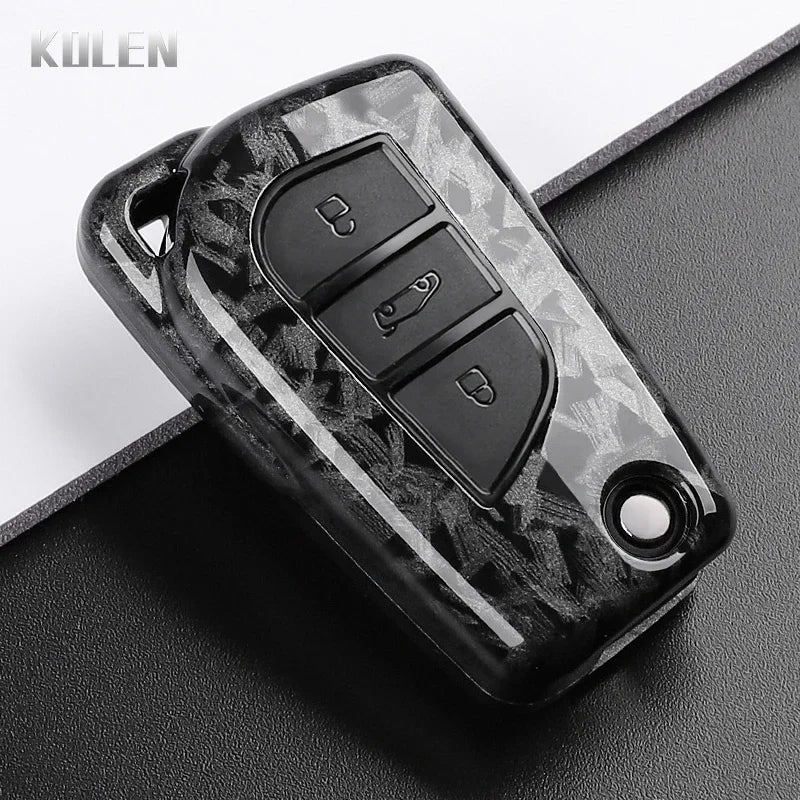 For Toyota Camry RAV4 Forturner Hilux Auris Corolla Avensis Verso Yaris Aygo Scion TC ABS Carbon Fiber Style Car Key Case Cover