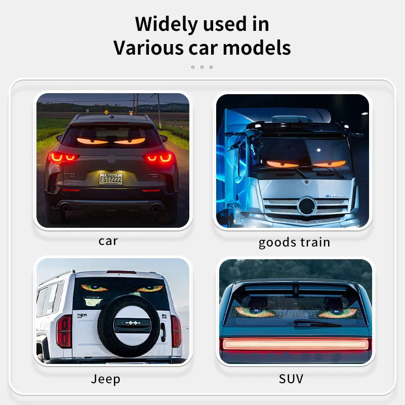 Truck Car Devil Eye LED Pixel Panel Light Remote Control Soft Foldable Lighting Scrolling For Board Windshield 12V 24V