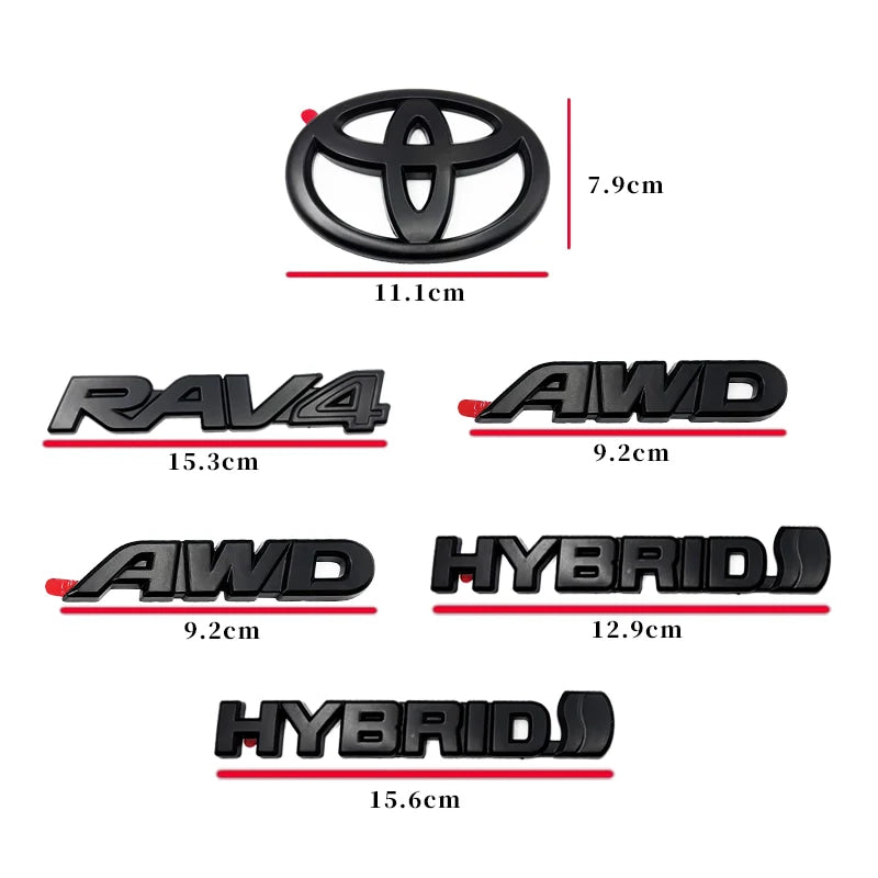 8 piezas de cubiertas ABS para RAV4, compatibles con Toyota RAV4 XLE AWD 2019-2023, en negro mate mixto, con emblema superpuesto