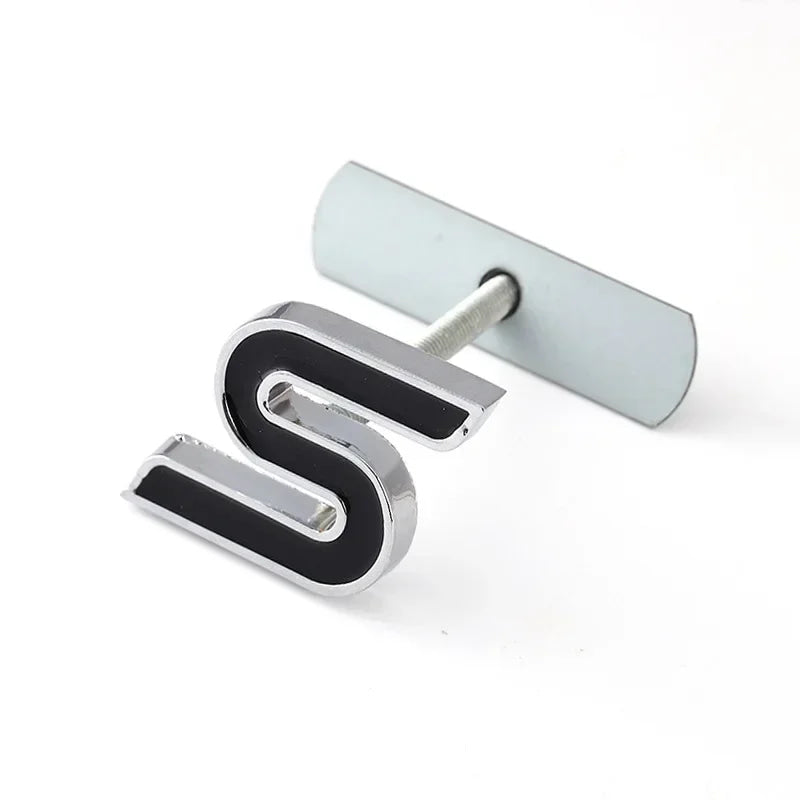 3D Metal S Logo Front Grille Emblem Badge Car Rear Trunk Stickers For Ford Focus Fiesta Escape Ecosport Kuga Mondeo Accessories