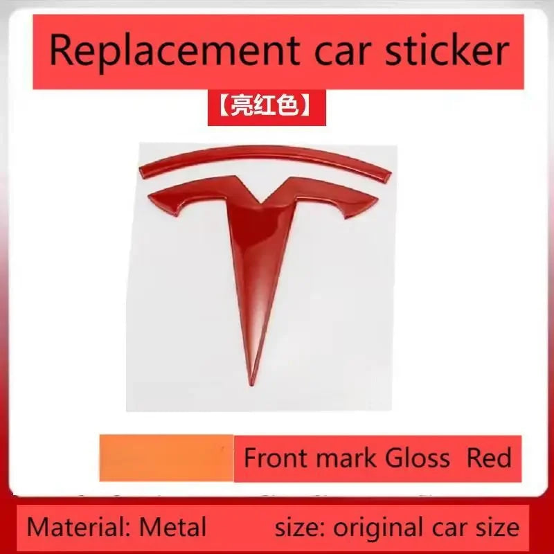 metal For Tesla- Car Front Emblem Rear Trunk Emblem Suitable for Model 3 Mode Y logo replacement rear and rear logos blackening