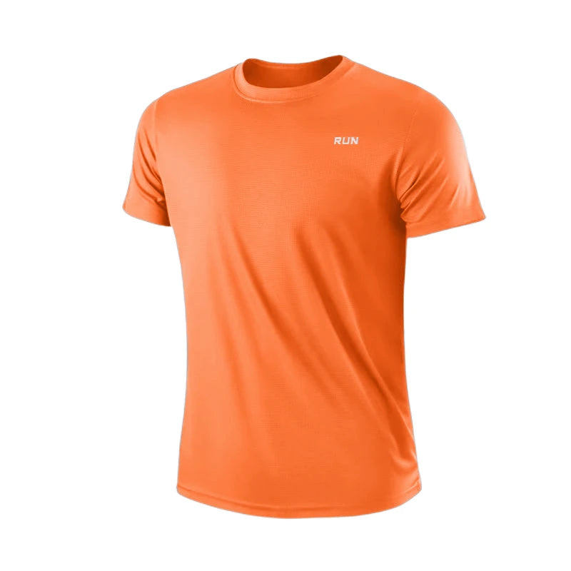 Camiseta de manga corta de secado rápido para hombre, camisa deportiva de gimnasio para correr, absorbe la humedad, cuello redondo, entrenamiento, ejercicio, gimnasio, Tops ligeros