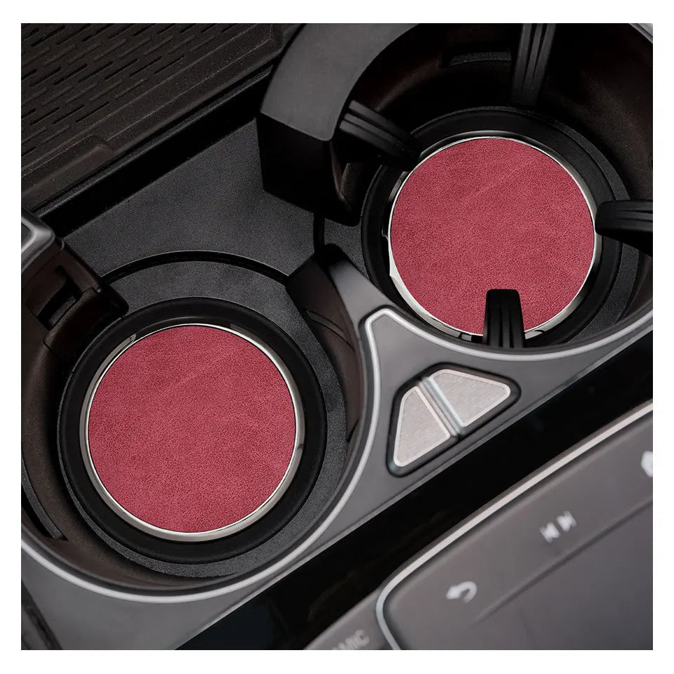 2Pcs Leather Car Coaster Anti-slip Mat Cup Holder Pad For BMW X1 X2 X3 X4 X5 X6 X7 1 3 5 6 7 Series E60 E90 E70 G20 G30 G7