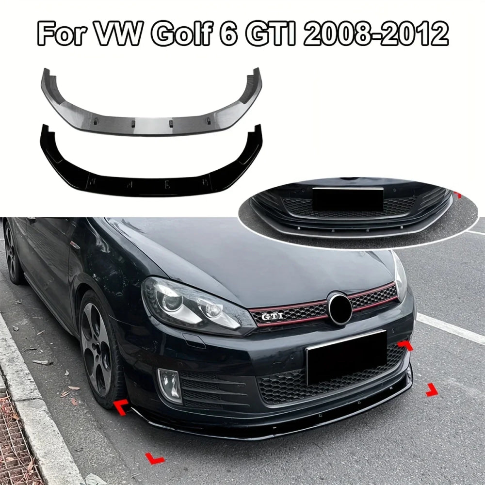 Car Front Bumper Lower Spoiler Lip Splitter For VW Golf 6 MK6 GTI 2008-2012 Front Bumper Spoiler Guard Protector