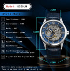 Men automatic watch luxury rome mechanical watches waterproof skeleton noctilucent leather mens watch choice of gift giving