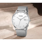CADISEN Swiss Ronda 715 Quartz Watch Mans 7MM Ultra-thin Dial Sapphire Luminous Stainless Steel Milano Mesh Strap Watches Men