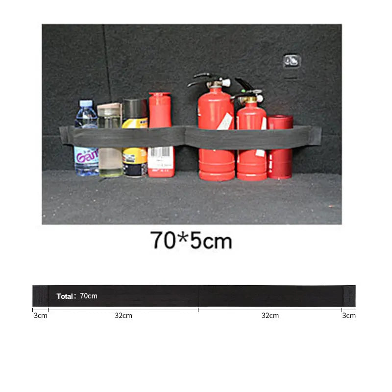 Organizador de maletero de coche, cinta de fijación elástica, extintor de incendios, tanque de agua, cinta de fijación de almacenamiento varios, accesorios de almacenamiento de coches