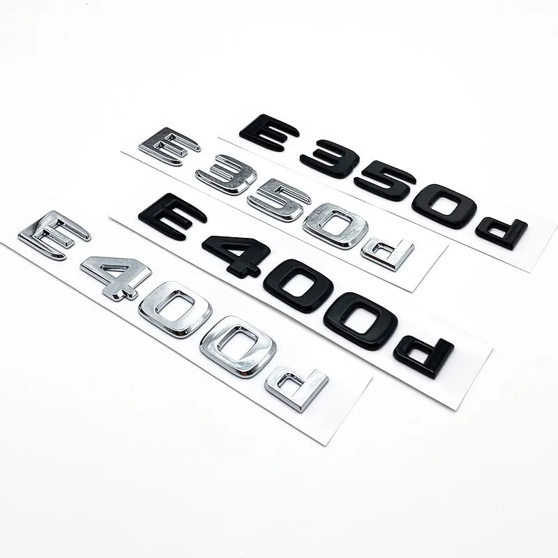 Black Silve Letters E200 E260 E300 E400 E450 E220d E350d E400d 4Matic ABS Emblem for Mercedes Benz Car Trunk Logo Sticker