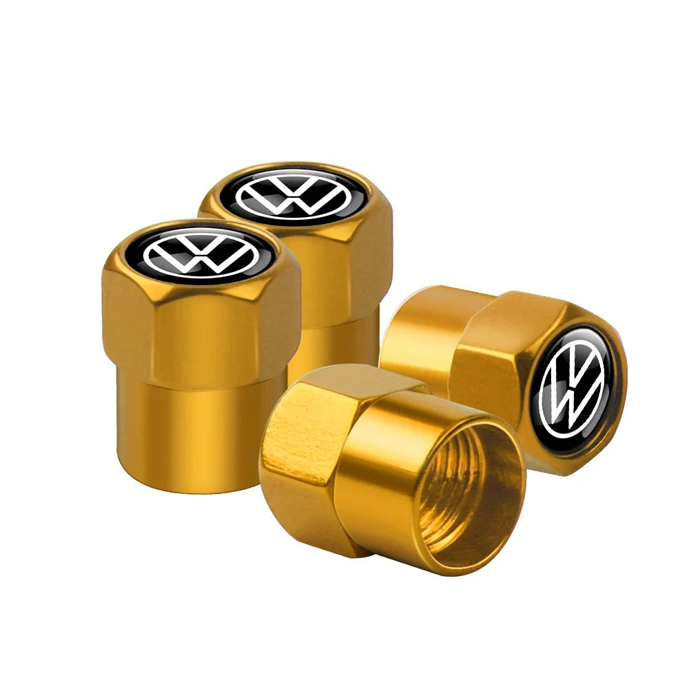4Pcs Car Wheel Tires  Valve Caps Auto Exterior Accessories For Volkswagen GTI Golf Polo Passat RLine Magotan Jetta Bora Beetle R