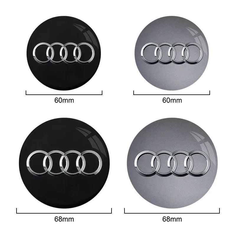 For Audi A8 A5 A6 C5 C6 C7 A7 A1 A3 A4 B5 Q3 Q5 Q7 TT 4pcs 60mm 61mm 68mm 69mm Car Wheel Hub Center Caps Rim Cover Accessories
