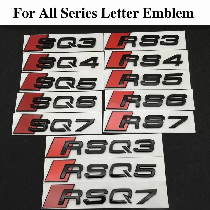 New 1Pcs Audi RS S3 S4 S5 S6 S7 S8 A3 A4 A5 A6 A7 A8 Q3 Q5 Q7 TT 3D Car Emblem Sticker Rear Trunk Body Emblem Badge Stickers