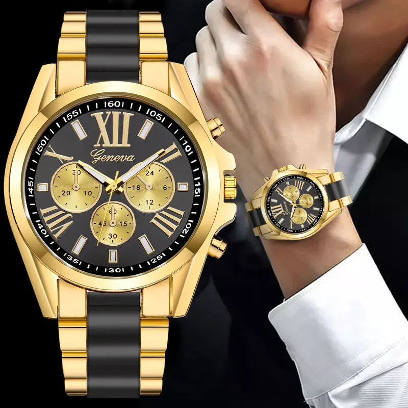 Men Exquisite Watches Luxury Golden Quartz Steel Wristwatch Fashion Classic Masculino Relogio Casual Business Clock Male Saati