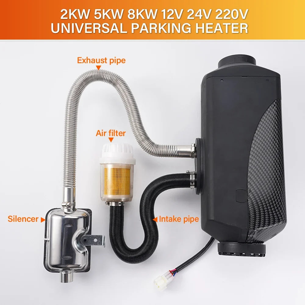 Heater Exhaust Set Exhaust Pipe Muffler Parking Heater Exhaust Kit Air Filter Intake Pipe Set 12V24V220V 2KW5KW8KW Universal
