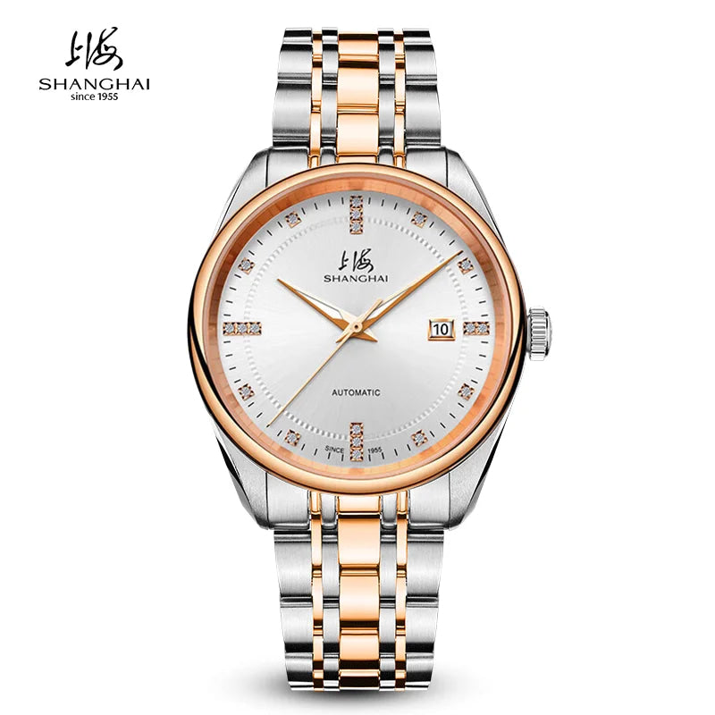 Shanghai Watch Calendar Mechanical Men's Watches 40mm Automatic Watches 316L Stainless Steel 50M Waterproof reloj hombre SH3007