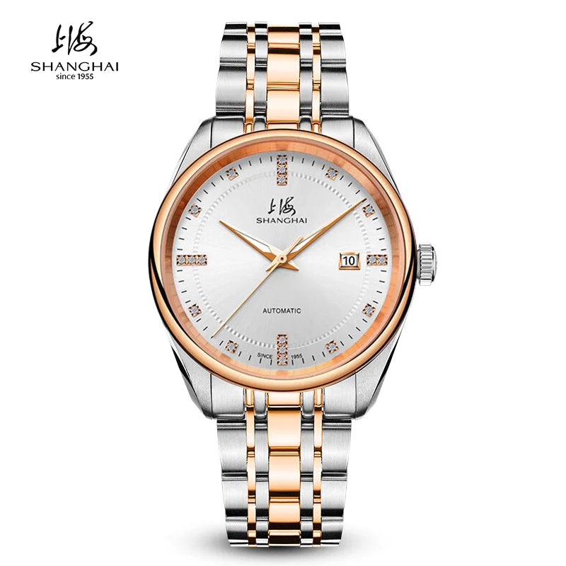 Shanghai Watch Calendar Mechanical Men's Watches 40mm Automatic Watches 316L Stainless Steel 50M Waterproof reloj hombre SH3007