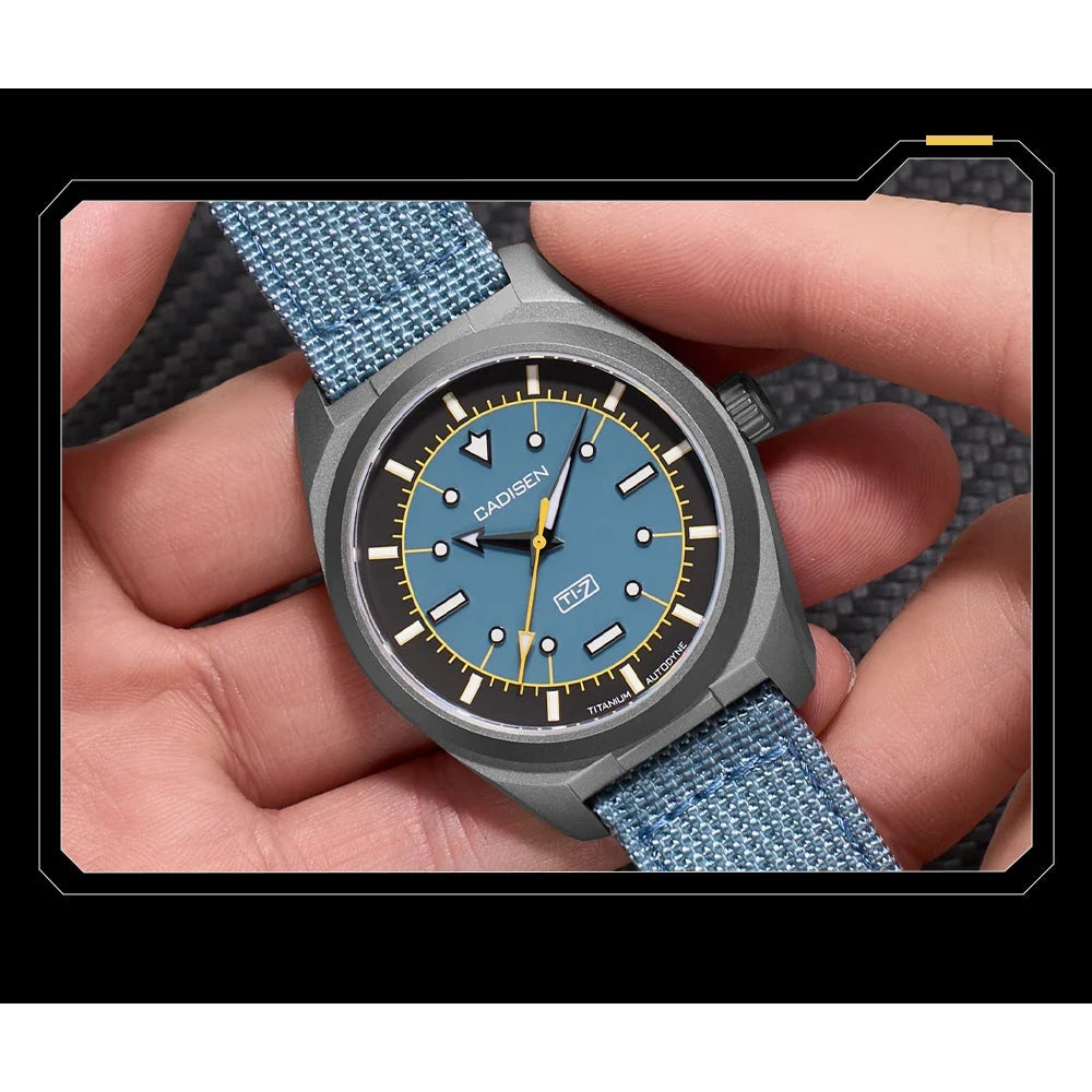 CADISEN TI-7 Autodyne 2026 NEW Titanium Automatic Mechanical Watch Man Canvas Wristwatch MIYOTA 8215 Luminous Waterproof Watches