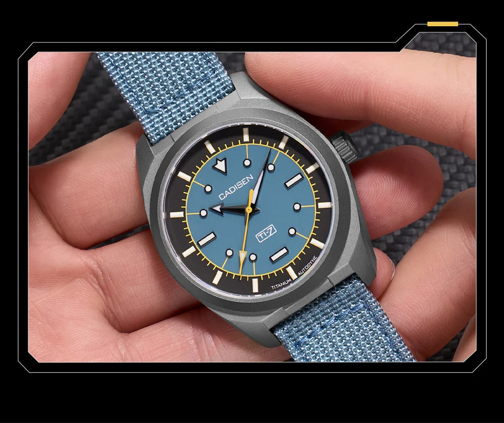 CADISEN TI-7 Autodyne 2026 NEW Titanium Automatic Mechanical Watch Man Canvas Wristwatch MIYOTA 8215 Luminous Waterproof Watches