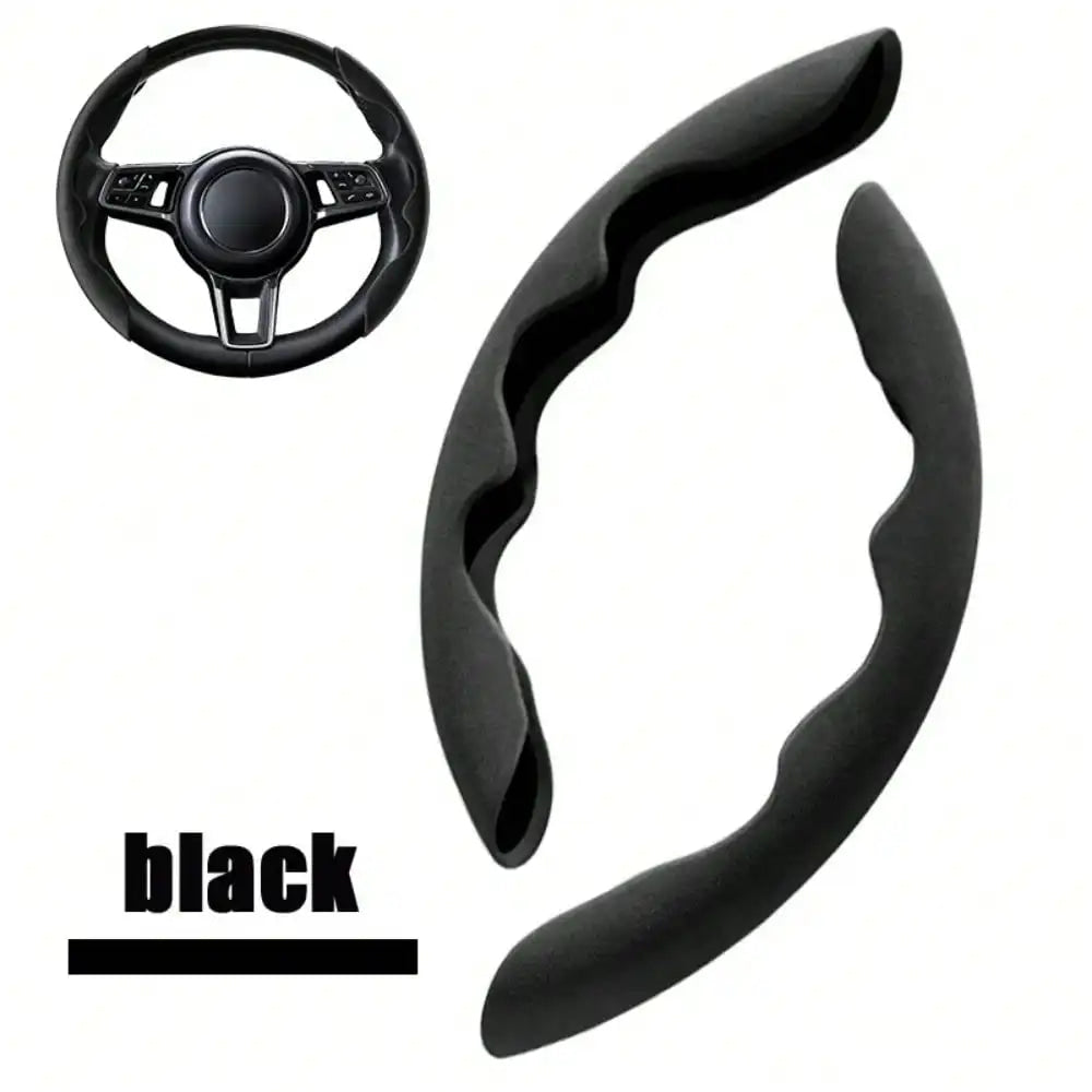 Universal Suede / Nappa Leather Car Steering Wheel Cover 38CM Breathable O/D Shape Protector Non-Slip Auto Interior Accessories