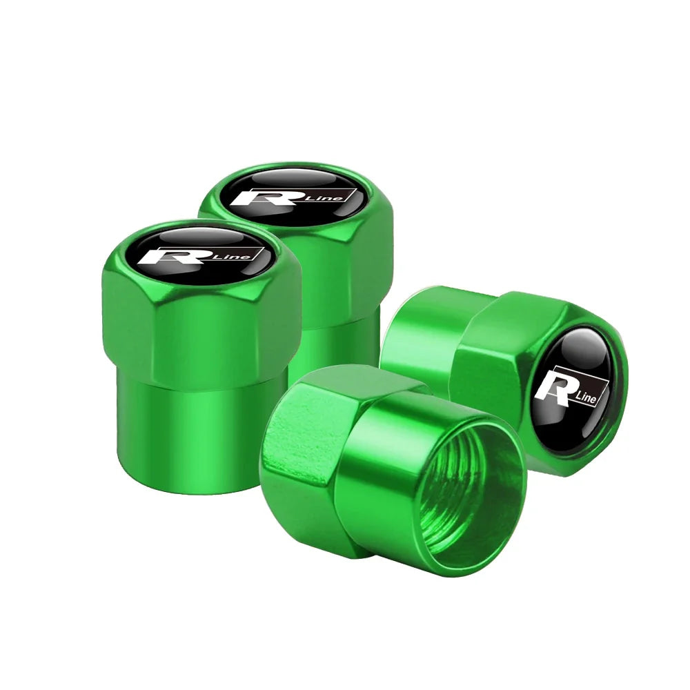 4Pcs Car Wheel Tires  Valve Caps Auto Exterior Accessories For Volkswagen GTI Golf Polo Passat RLine Magotan Jetta Bora Beetle R
