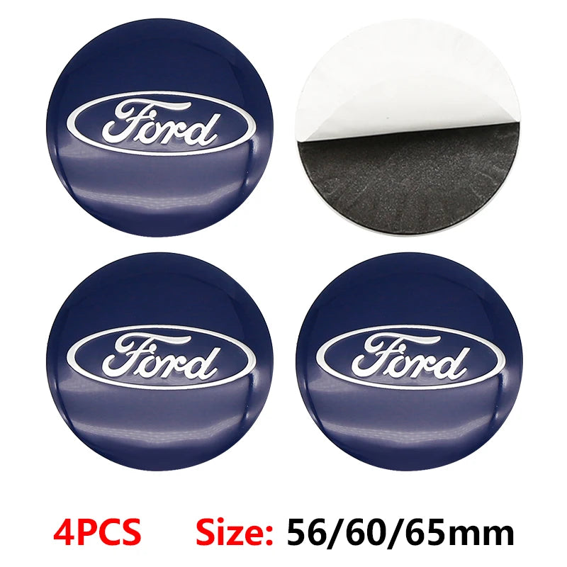 4pcs 56 60 65mm Car Wheel Center Hub Caps Stickers Badge For Ford Escape Shelby Mondeo Fiesta Fusion Explorer Edge Styling
