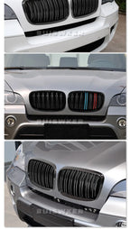 1 Pair Front GrillesFor BMW X5/X6 E70 E71 2008-2014 Gloss Matte Black Kidney Grill Carbon Fiber Replacement Front Bumper Grilles