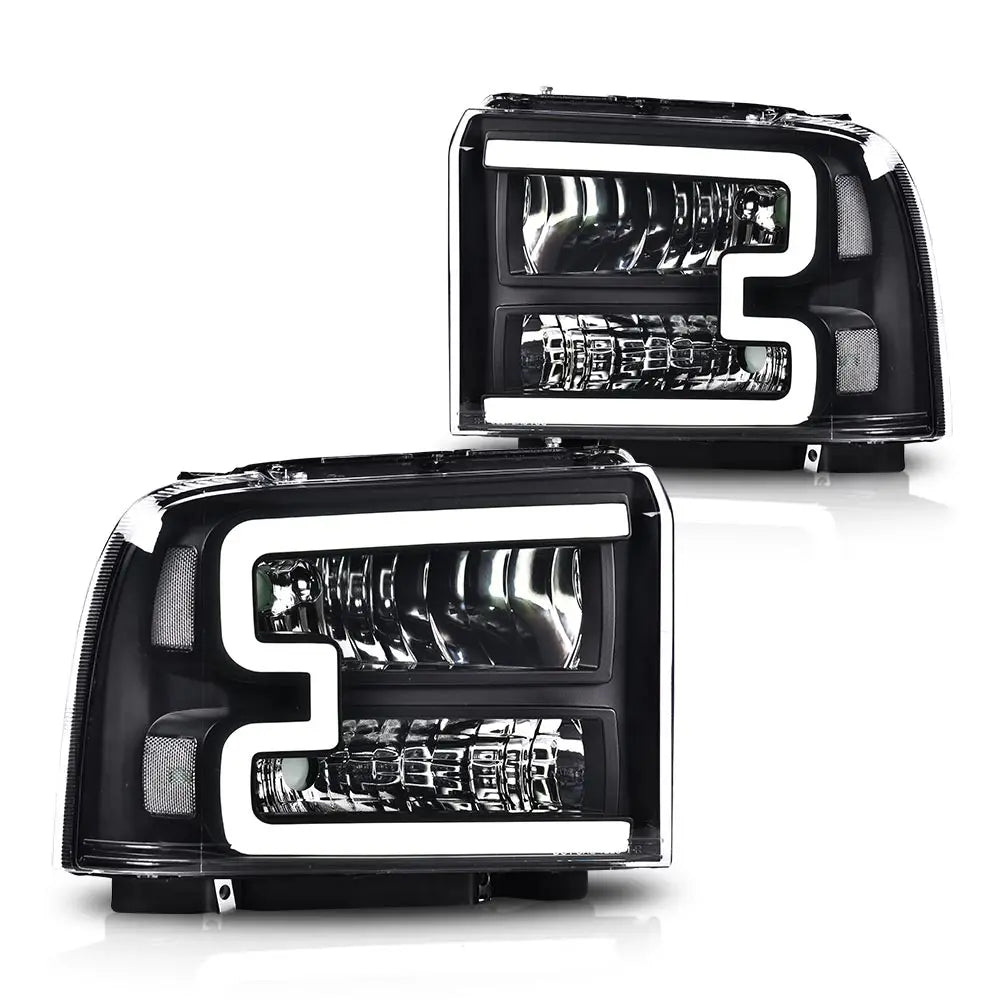 Led Drl Bar Headlights Assembly Replacement for 2005-2007 Ford F250 F350 F450 F550 Super Duty/2005 Excursion Chrome |   Crossdesign