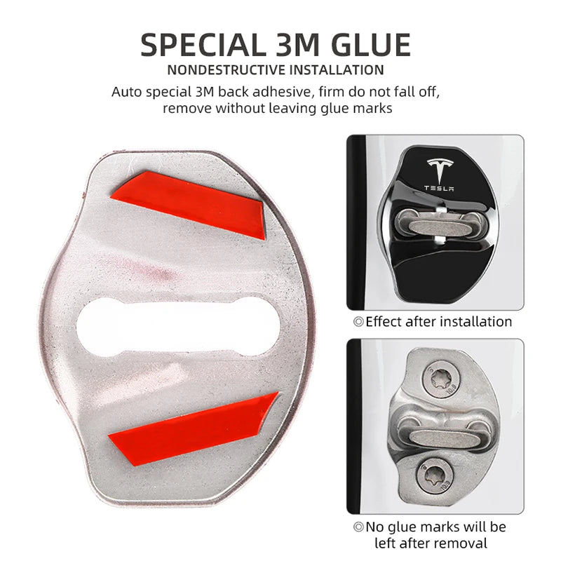 4pcs Metal Auto Door Lock Protective Cover Car Styling auto Accessaries sticker For Tesla model 3 model X Y