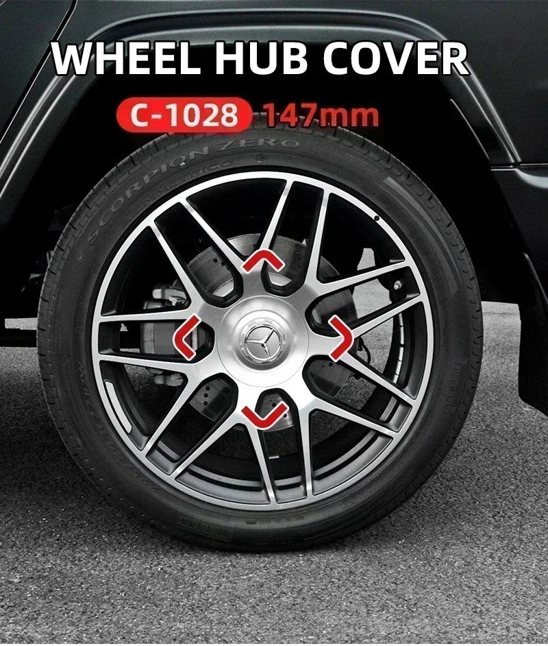 4PCS 147mm C-1028 17028 Car Styling Wheel Center Cap Hub Covers Badge Car Accessories For Mercedes Benz AMG G350 G500 G63 G65