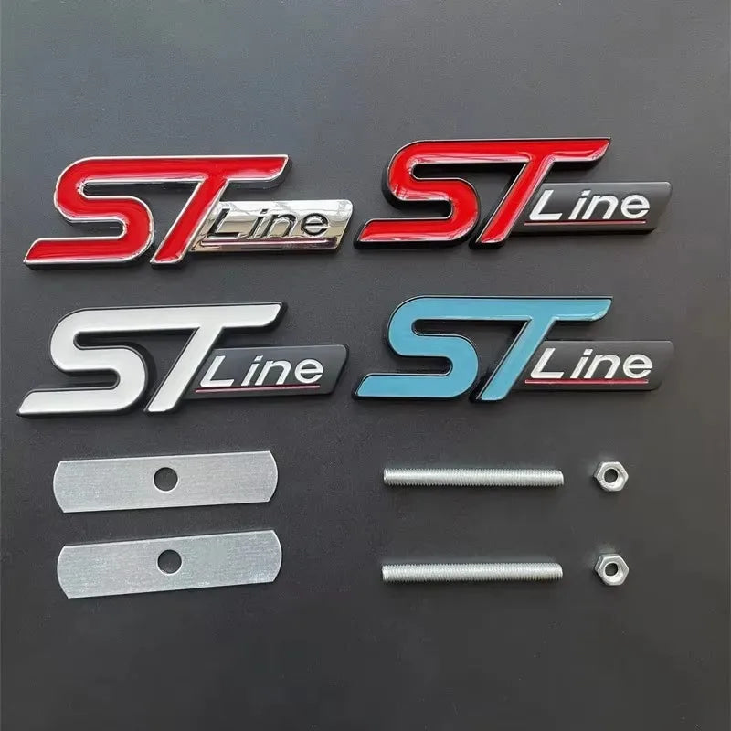 3D Metal ST Line Logo Car Front Grill Emblem Sticker Trunk Badge For Ford Kuga MK3 MK4 S Max Focus Puma Fiesta Accessories